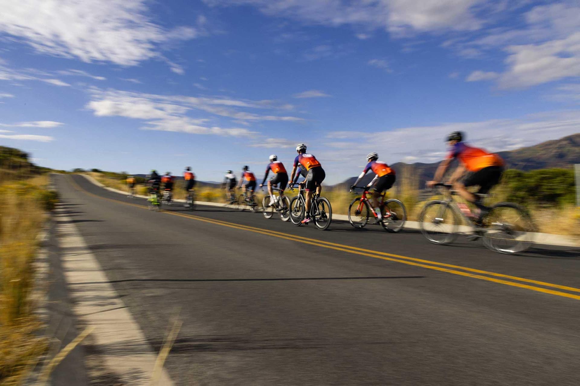 Cyclists riding through Miami